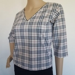 Burberry Beige Multicolor Nova Check Plaid Top S sz