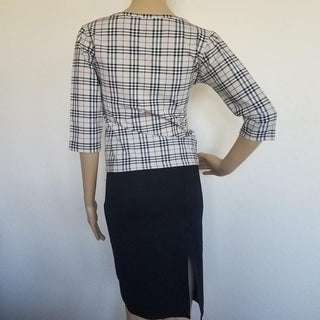 Burberry Beige Multicolor Nova Check Plaid Top S sz