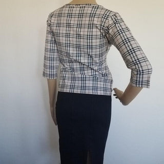 Burberry Beige Multicolor Nova Check Plaid Top S sz