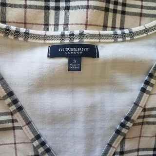 Burberry Beige Multicolor Nova Check Plaid Top S sz