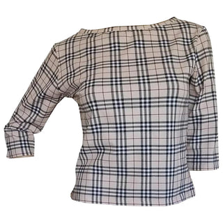 Burberry Brown Multicolor Nova Check Plaid Top M sz