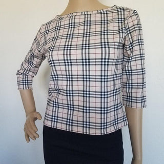 Burberry Brown Multicolor Nova Check Plaid Top M sz