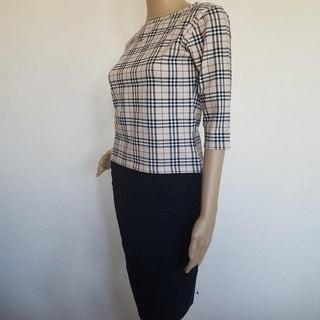 Burberry Brown Multicolor Nova Check Plaid Top M sz