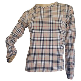 Burberry Brown Multicolor Nova Check Plaid Top M sz