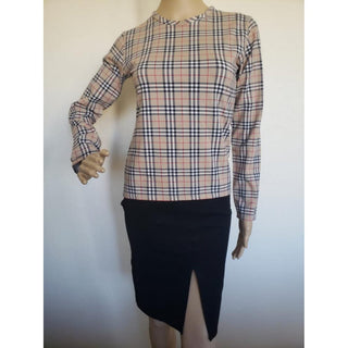 Burberry Brown Multicolor Nova Check Plaid Top M sz