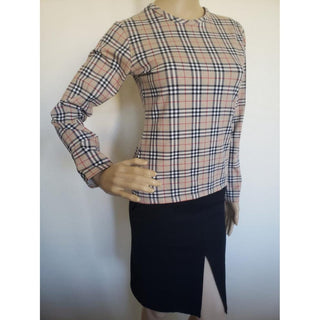 Burberry Brown Multicolor Nova Check Plaid Top M sz