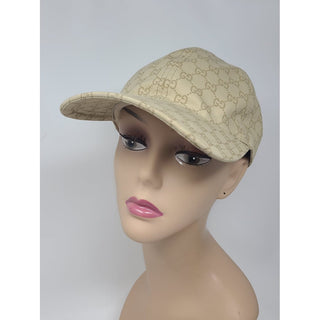 Gucci beige GG Monogram logo baseball cap M sz