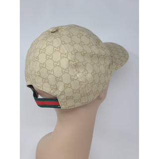 Gucci beige GG Monogram logo baseball cap M sz