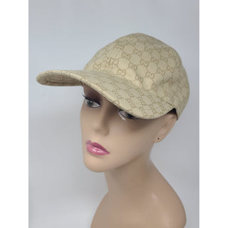 Gucci beige GG Monogram logo baseball cap M sz