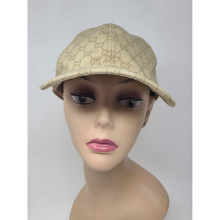 Gucci beige GG Monogram logo baseball cap M sz