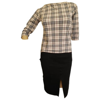 Burberry Brown Multicolor Nova Check Plaid Top S sz