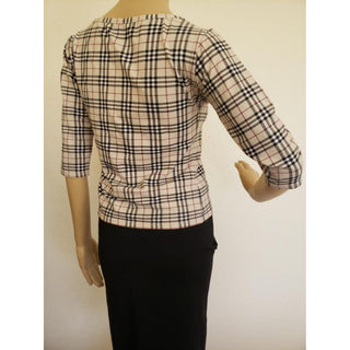 Burberry Brown Multicolor Nova Check Plaid Top S sz