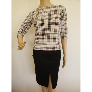 Burberry Brown Multicolor Nova Check Plaid Top S sz