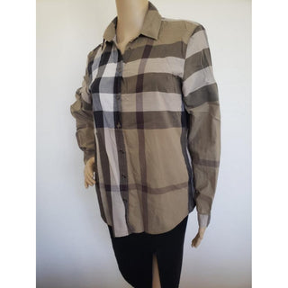 Burberry Brown Multicolor Nova Check Print Shirt S sz