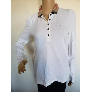 Burberry White Nova Check Trim Longsleeve top M sz