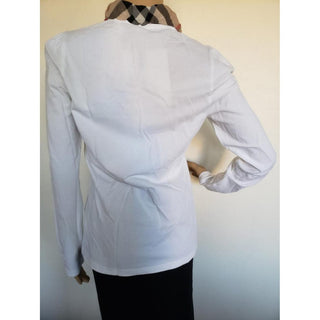 Burberry White Nova Check Trim Longsleeve top M sz