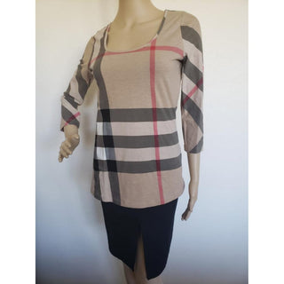 Burberry Brown Multicolor Exploded Check Top M sz