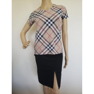 Burberry Brown Multicolor Exploded Check Top M sz