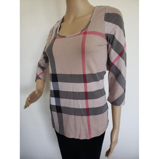 Burberry Brown Multicolor Nova Check Plaid Top M sz