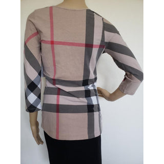 Burberry Brown Multicolor Nova Check Plaid Top M sz