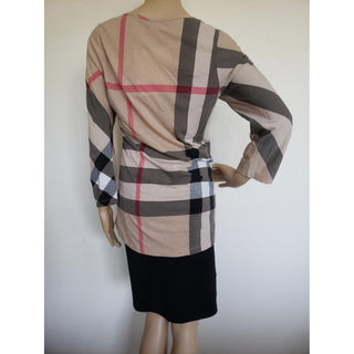 Burberry Brown Multicolor Exploded Check Plaid Top M sz