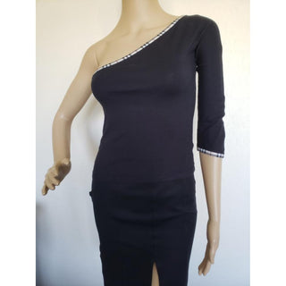 Burberry Black Nova Check Trim Off-shoulder Top S sz