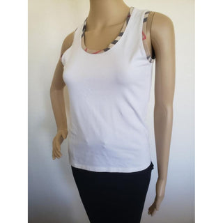 Burberry White Nova Check Trim Sleeveless Top S sz