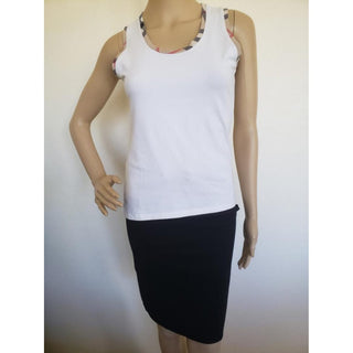 Burberry White Nova Check Trim Sleeveless Top S sz