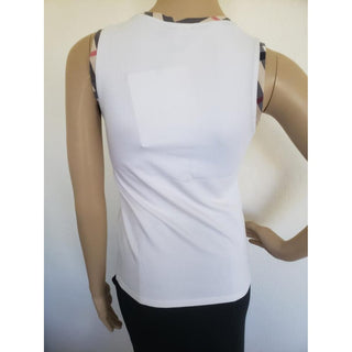 Burberry White Nova Check Trim Sleeveless Top S sz