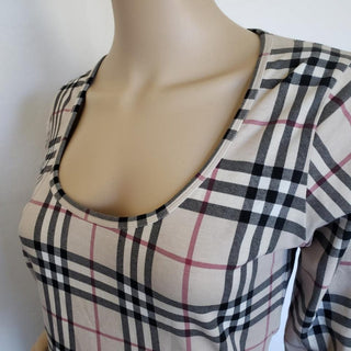 Burberry Beige Multicolor Nova Check Top M sz