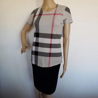 Burberry Beige Multicolor Exploded Check Plaid top M sz