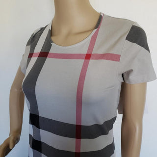 Burberry Beige Multicolor Exploded Check Plaid top M sz