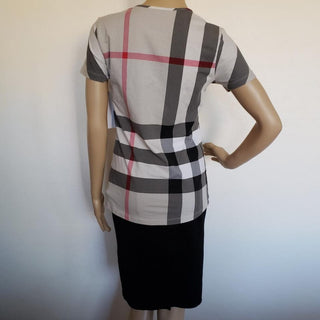 Burberry Beige Multicolor Exploded Check Plaid top M sz