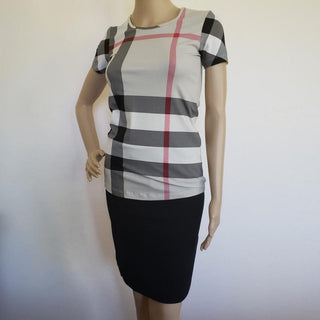 Burberry Beige Multicolor Exploded Check Plaid Top XS sz