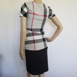 Burberry Beige Multicolor Exploded Check Plaid Top XS sz