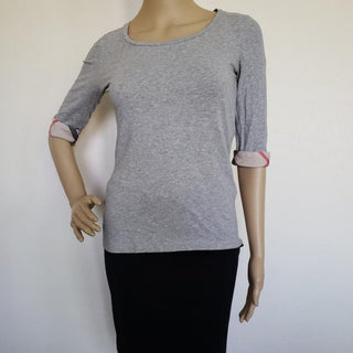 Burberry Grey Nova Check Trim Longsleeve Top XS sz