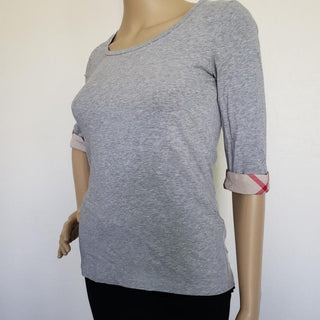 Burberry Grey Nova Check Trim Longsleeve Top XS sz