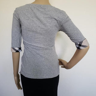 Burberry Grey Nova Check Trim Longsleeve Top XS sz