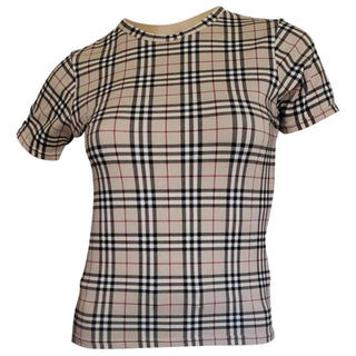 Burberry Brown Multicolor Nova Check Plaid Top XS sz