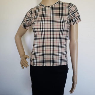 Burberry Brown Multicolor Nova Check Plaid Top XS sz