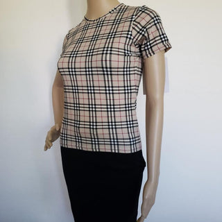 Burberry Brown Multicolor Nova Check Plaid Top XS sz