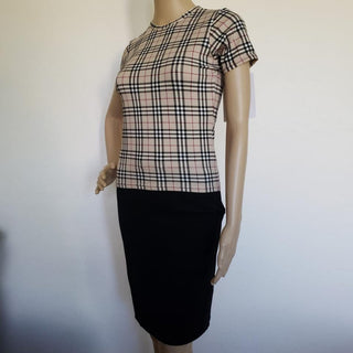 Burberry Brown Multicolor Nova Check Plaid Top XS sz