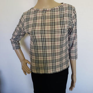 Burberry Brown Multicolor Nova Check Plaid Top M sz