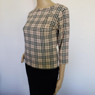 Burberry Brown Multicolor Nova Check Plaid Top M sz