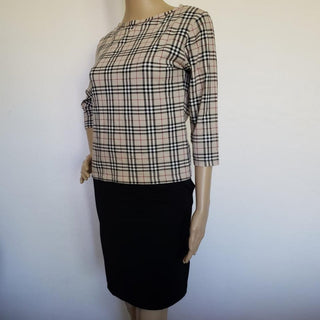 Burberry Brown Multicolor Nova Check Plaid Top M sz