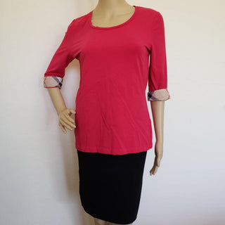 Burberry Raspberry Red Nova Check Trim Top M sz