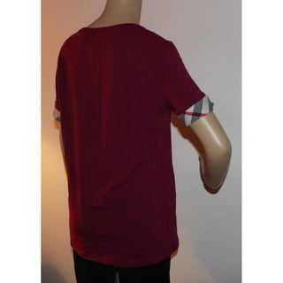 Burberry Burgundy Red Nova Check Trim T-shirt M sz