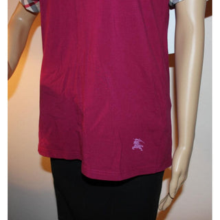 Burberry Burgundy Red Nova Check Trim T-shirt M sz