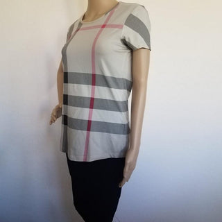 Burberry Beige Multicolor Supernova Plaid Top M sz