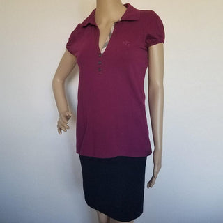 Burberry Purple Nova Check Trim Polo shirt M sz